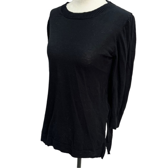 𝅺club Monaco Black Cotton Crew Neck Lightweight Sweater XXS - Picture 3 of 9